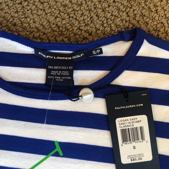Ralph Lauren Golf tee, Blue striped tee with green polo graphic! Small - Picture 5 of 5